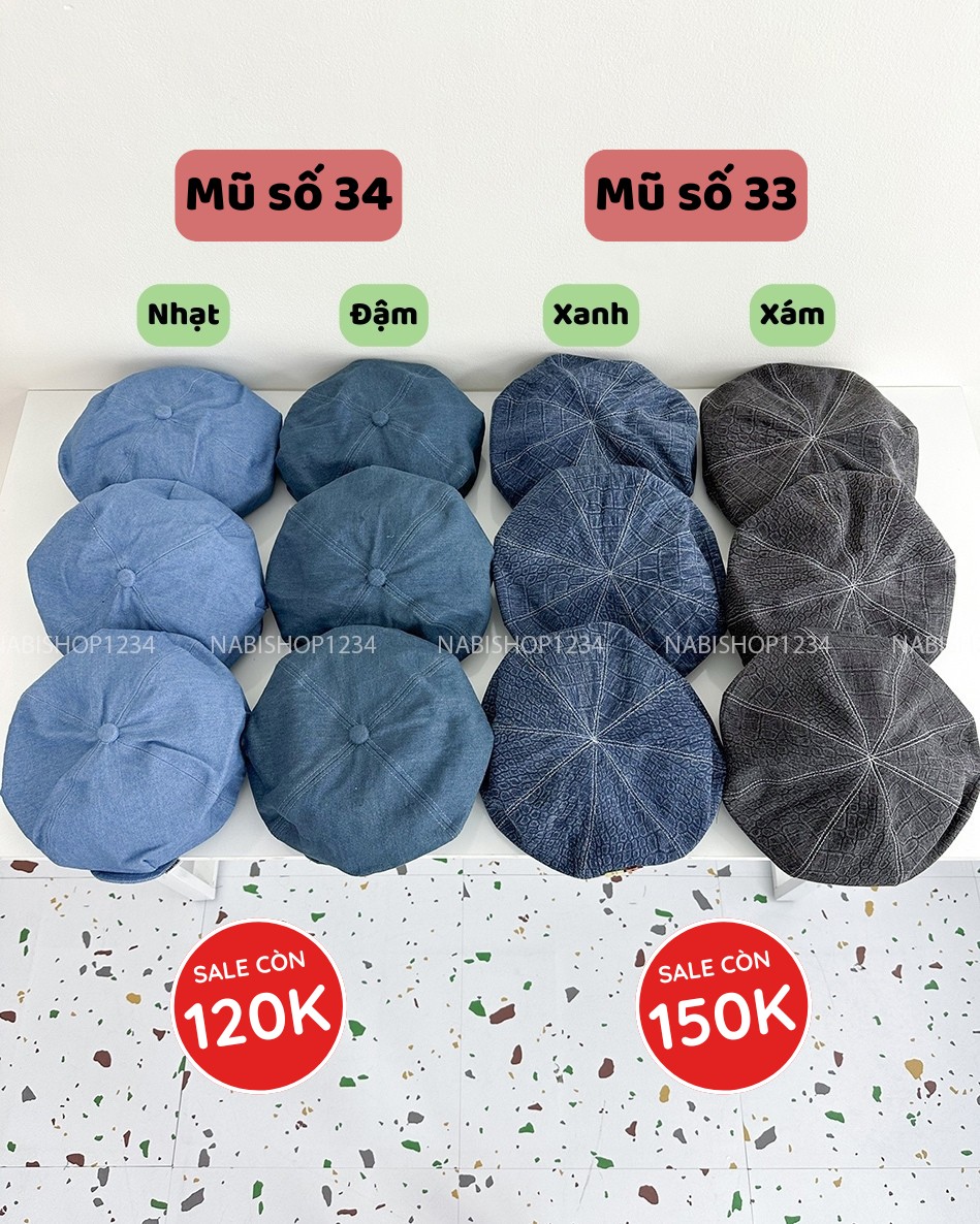 (S19K) Mũ Số 33-L Nồi Viền Chỉ Đính Khuy