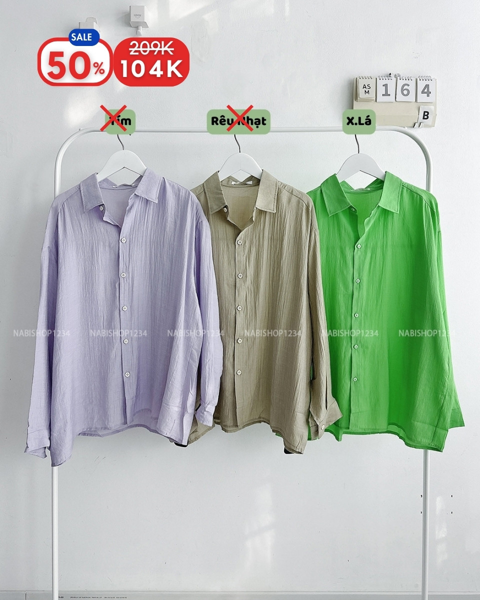 (S50%) Áo Sơ Mi Số 164-B Tơ Tay Dài