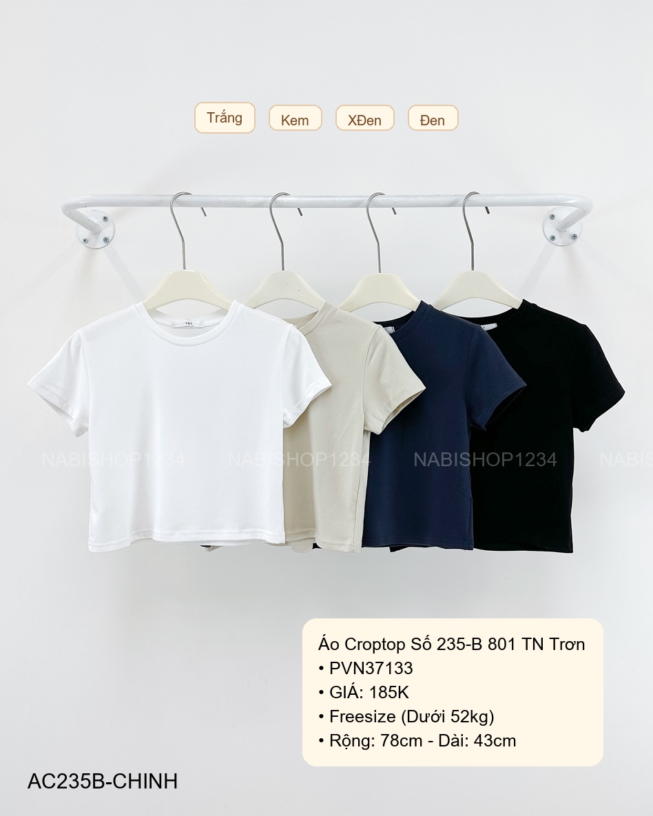 Áo Croptop Số 235-B 801 TN Trơn