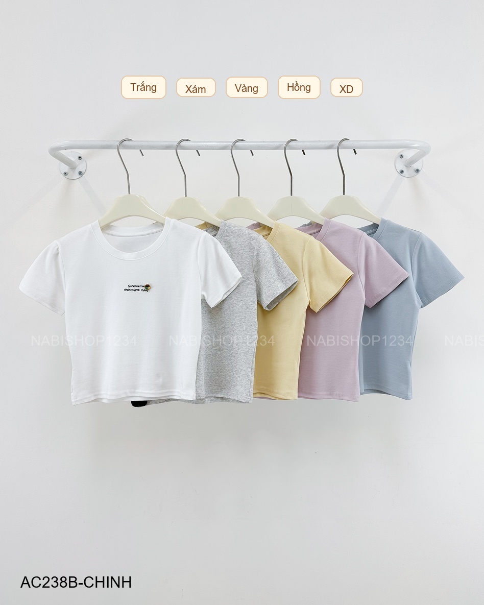 Áo Croptop Số 238-B 9536 TN Chữ Đính Nút