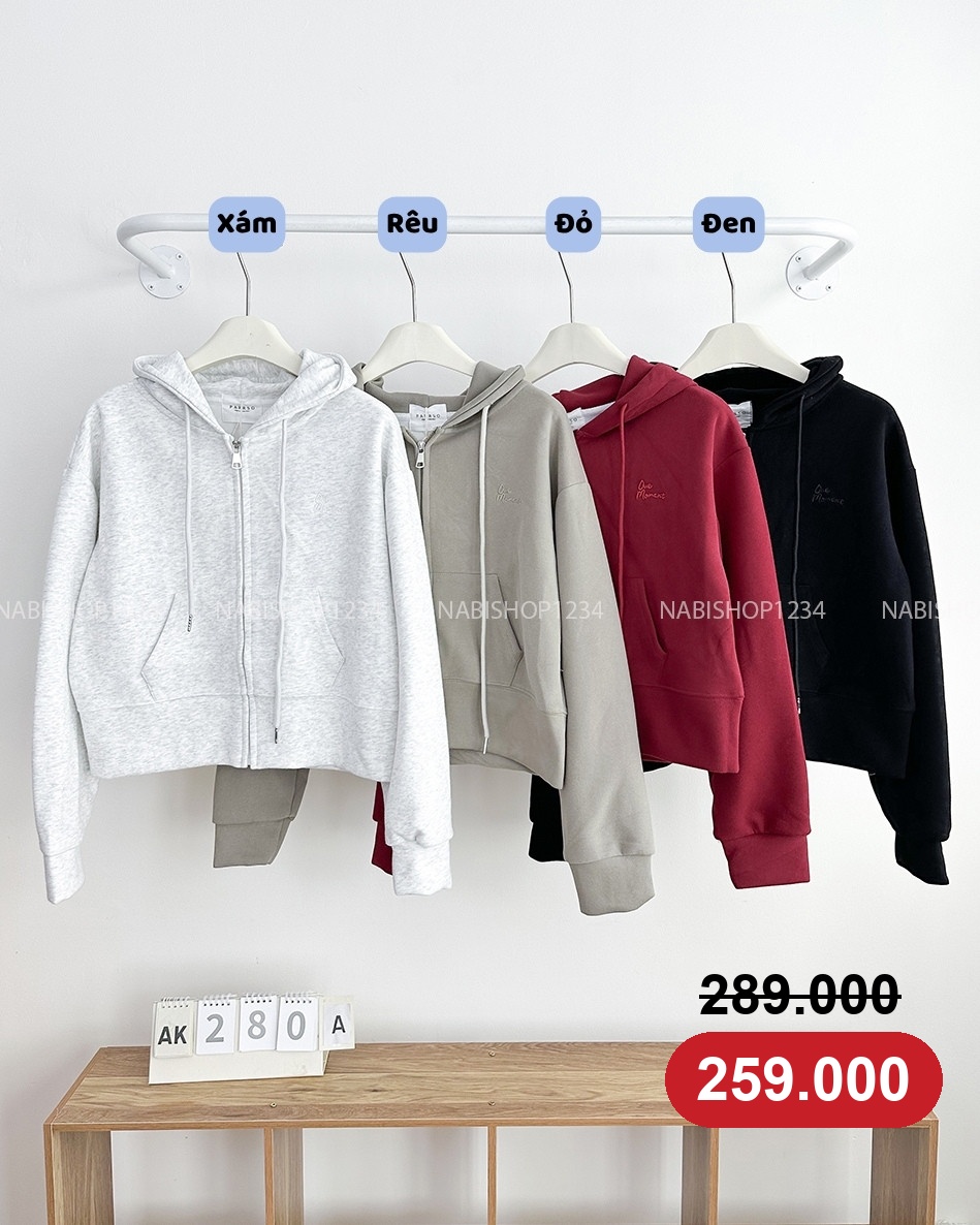 (G30K) Áo Khoác Số 280-A 12007 Hoodie Zip Moment