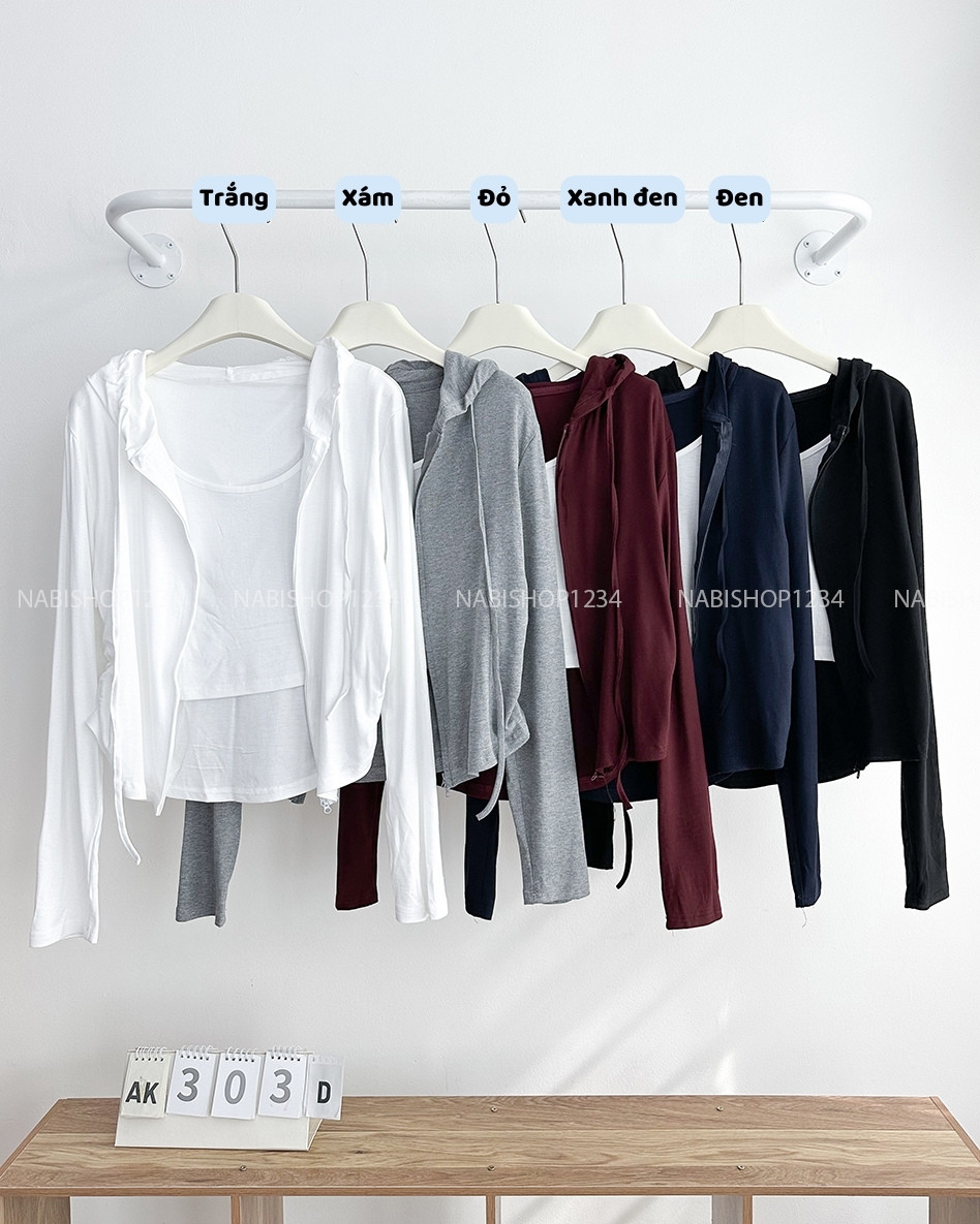 Áo Khoác Số 303-D 6617 Set Liền 3 Lỗ Nhún Eo