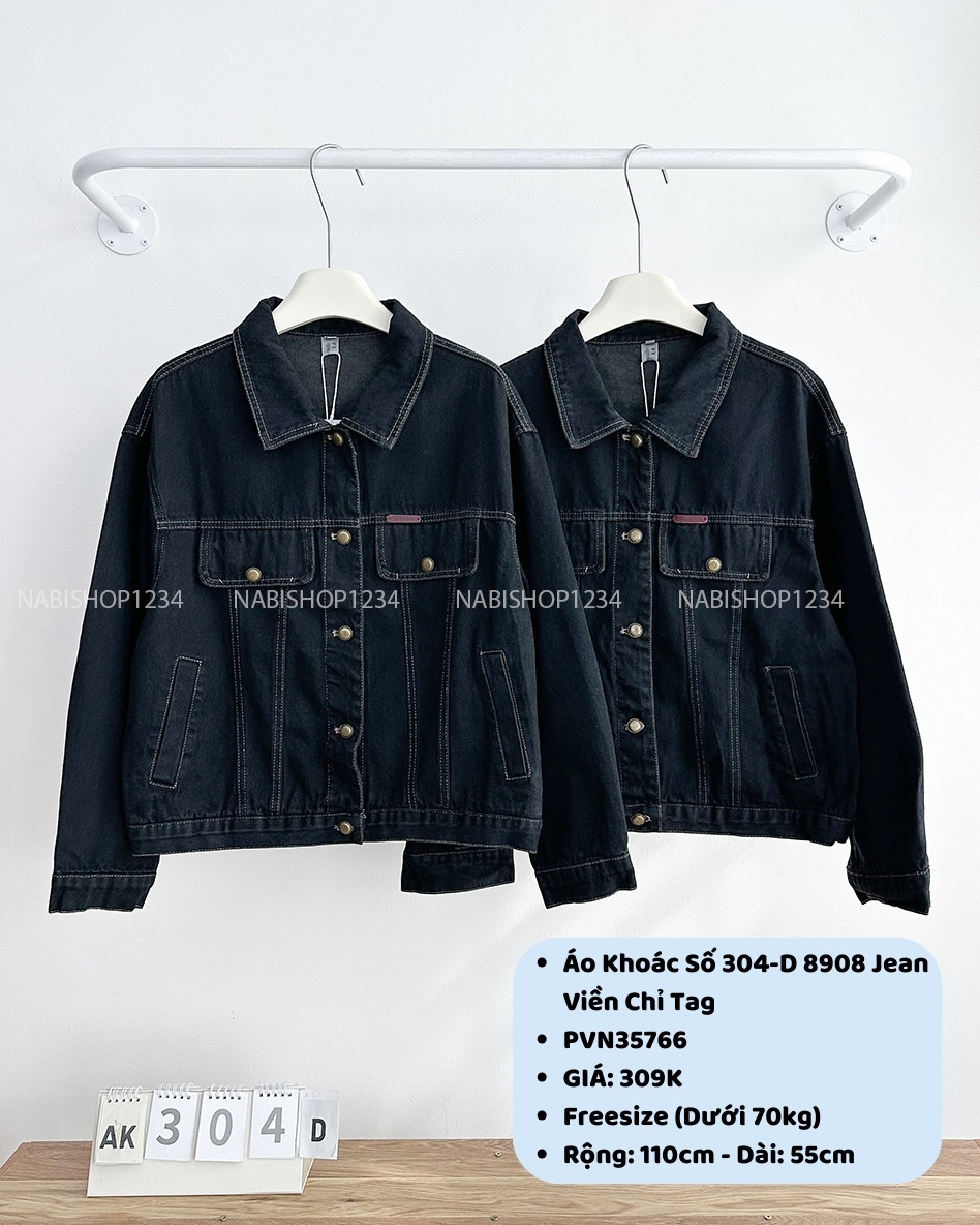 Áo Khoác Số 304-D 8908 Jean Viền Chỉ Tag