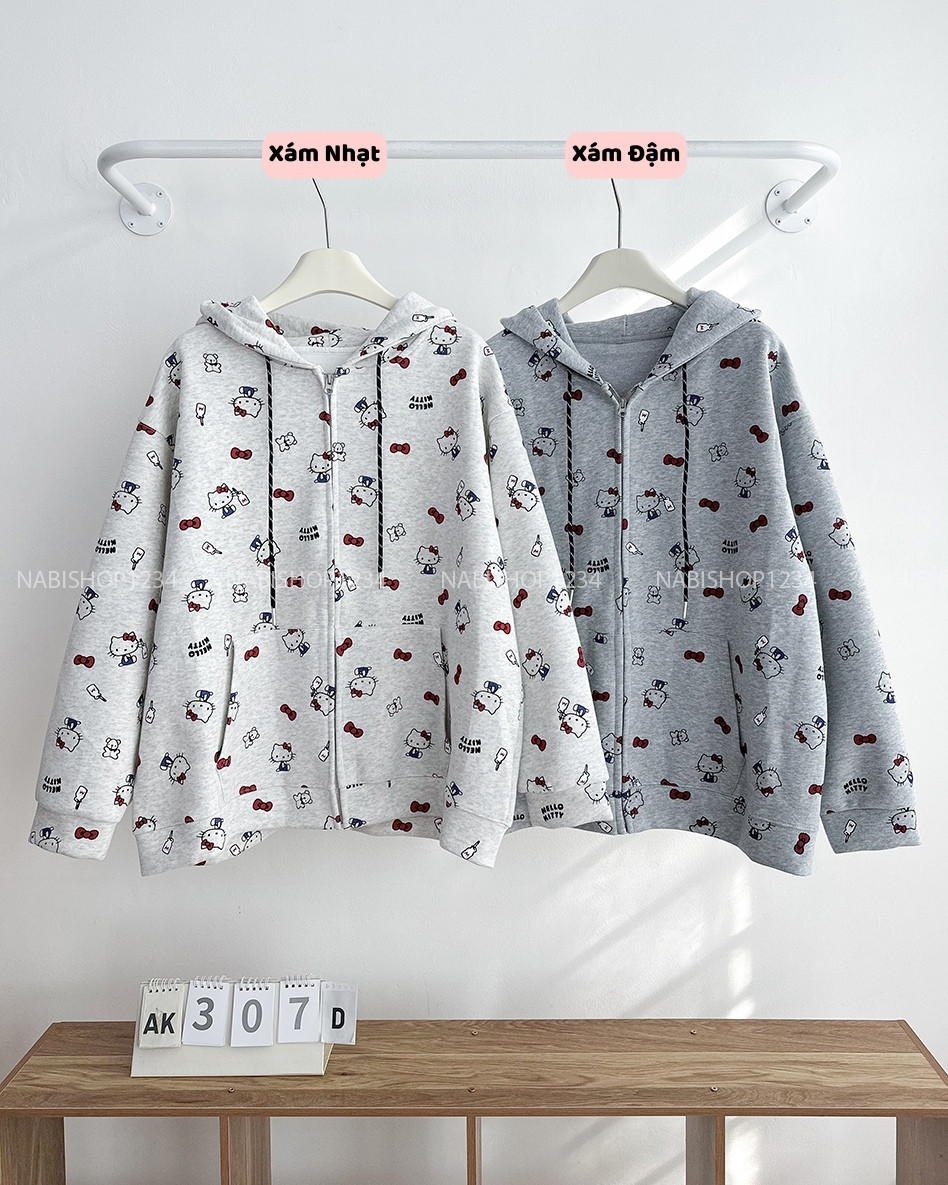 Áo Khoác Số 307-D 366 Hoodie Zip Kitty