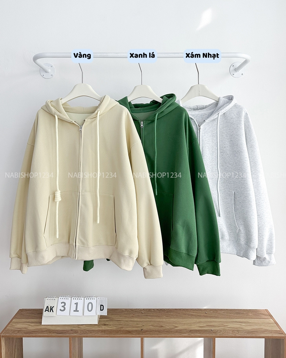Áo Khoác Số 310-D 353 Hoodie Zip Trơn Tay Phồng