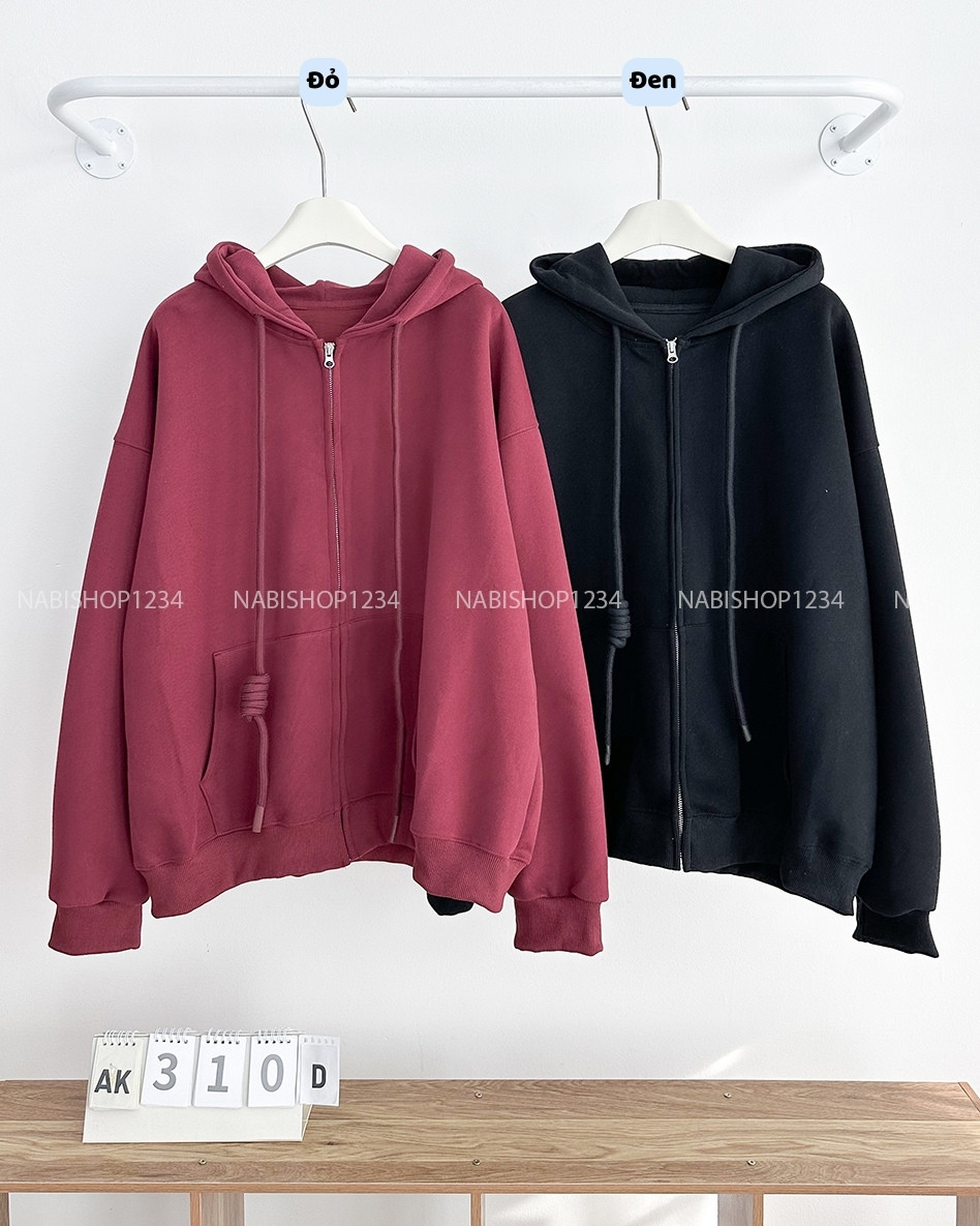 Áo Khoác Số 310-D 353 Hoodie Zip Trơn Tay Phồng