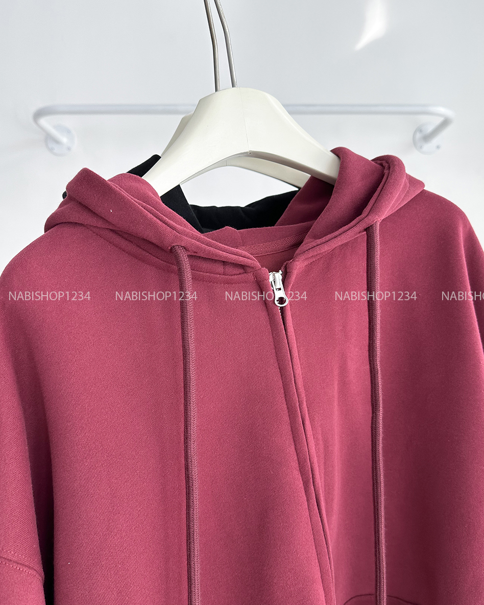 Áo Khoác Số 310-D 353 Hoodie Zip Trơn Tay Phồng