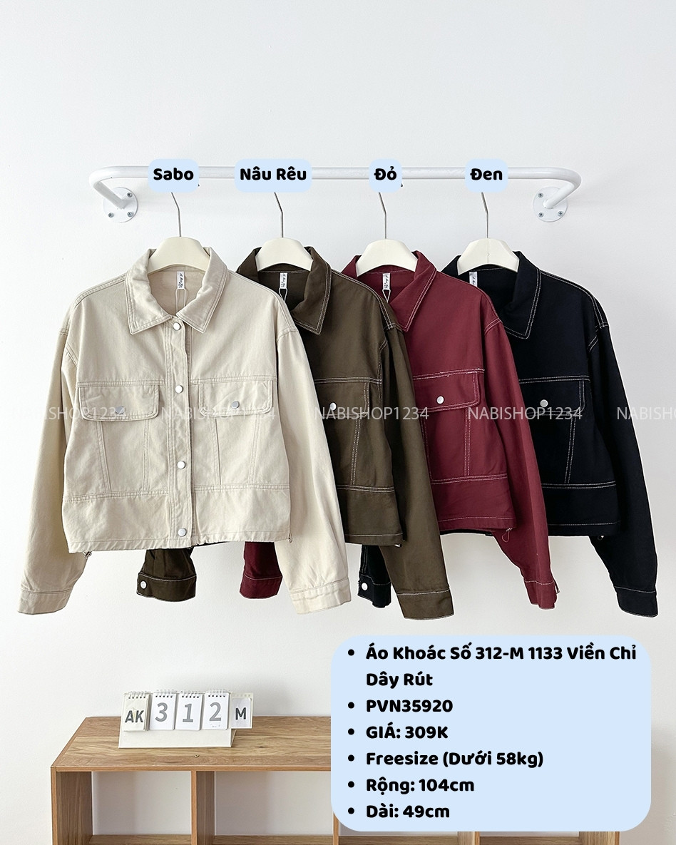 Áo Khoác Số 312-M 1133 Viền Chỉ Dây Rút