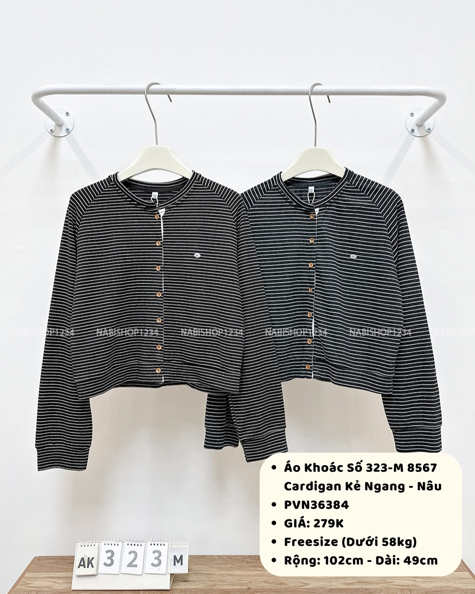 Áo Khoác Số 323-M 8567 Cardigan Kẻ Ngang