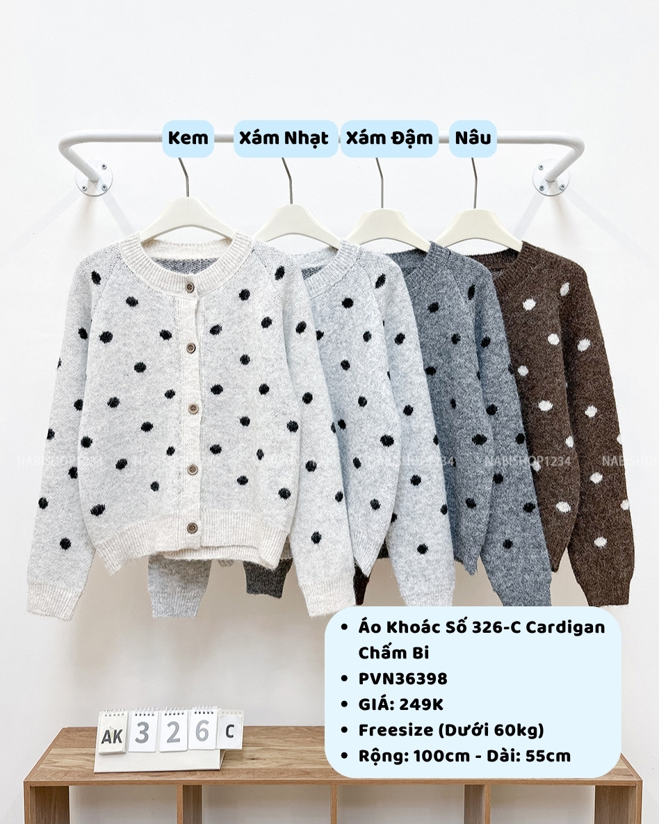 Áo Khoác Số 326-C Cardigan Chấm Bi