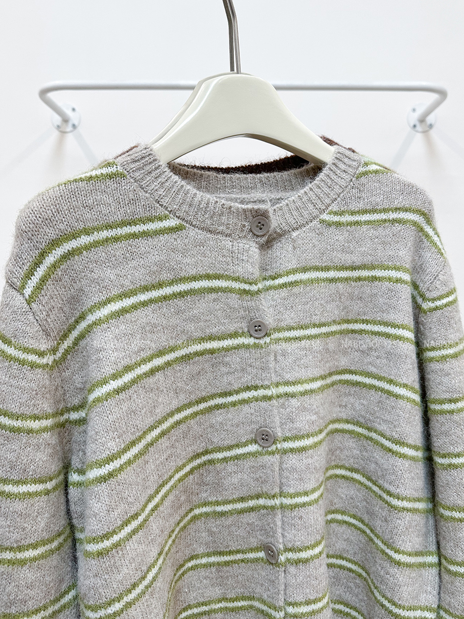 Áo Khoác Số 327-C Cardigan Len Kẻ Ngang