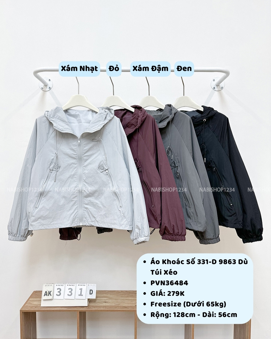 Áo Khoác Số 331-D 9863 Dù Túi Xéo