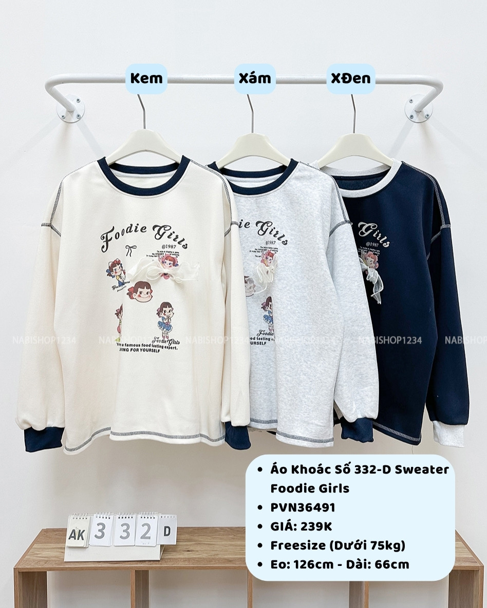 Áo Khoác Số 332-D Sweater Foodie Girls