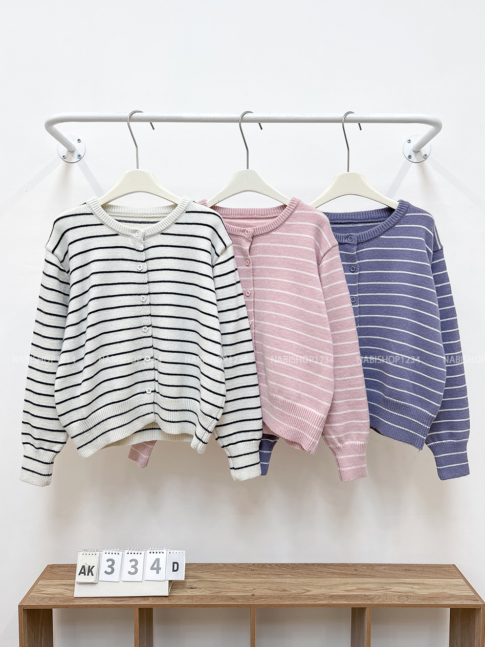 Áo Khoác Số 334-D Cardigan Kẻ Khuy Hoa