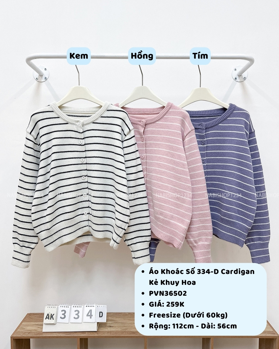 Áo Khoác Số 334-D Cardigan Kẻ Khuy Hoa