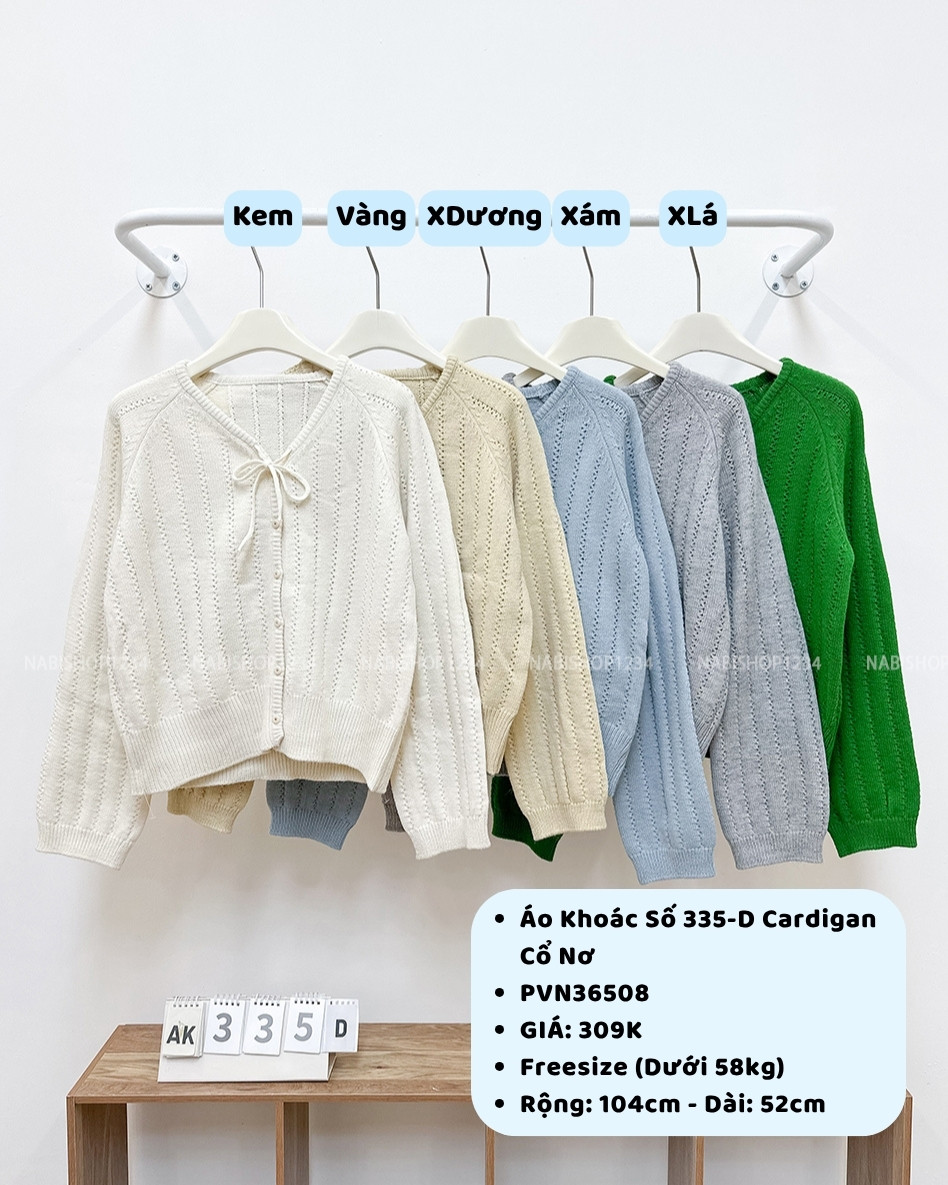 Áo Khoác Số 335-D Cardigan Cổ Nơ