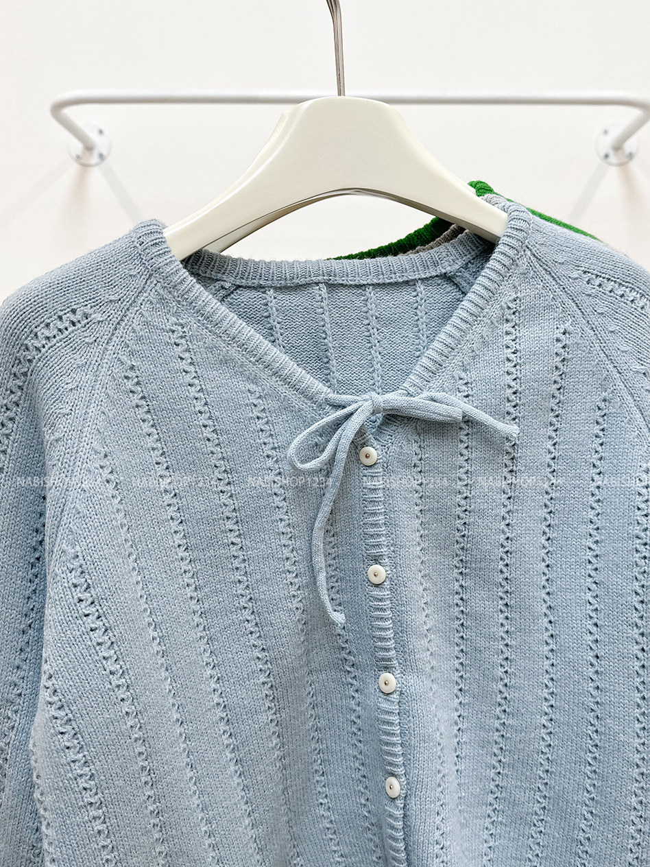 Áo Khoác Số 335-D Cardigan Cổ Nơ