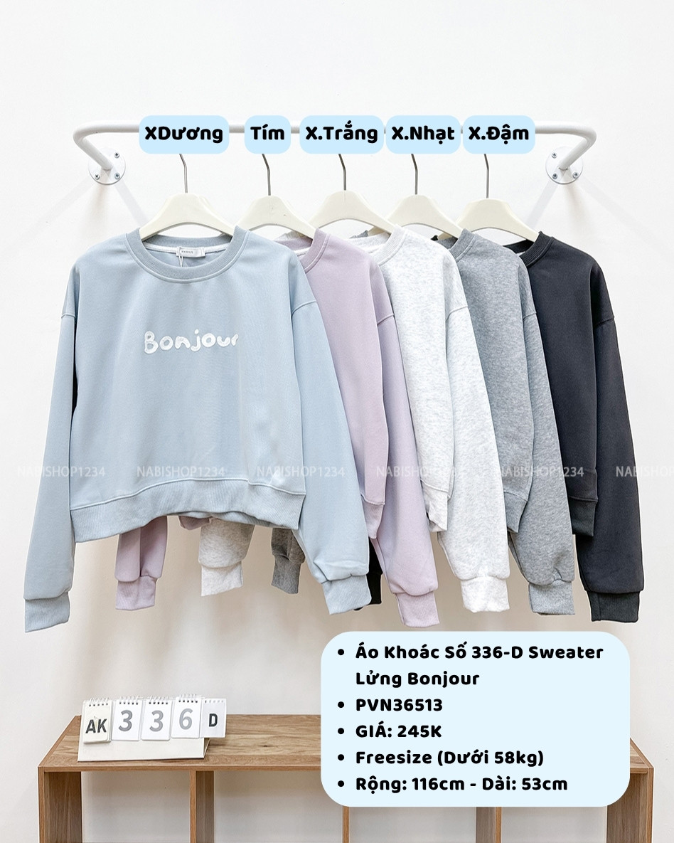 Áo Khoác Số 336-D Sweater Lửng Bonjour