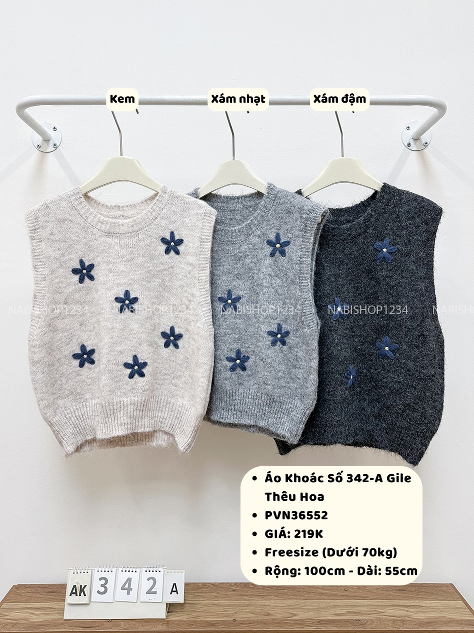 Áo Khoác Số 342-A Gile Thêu Hoa