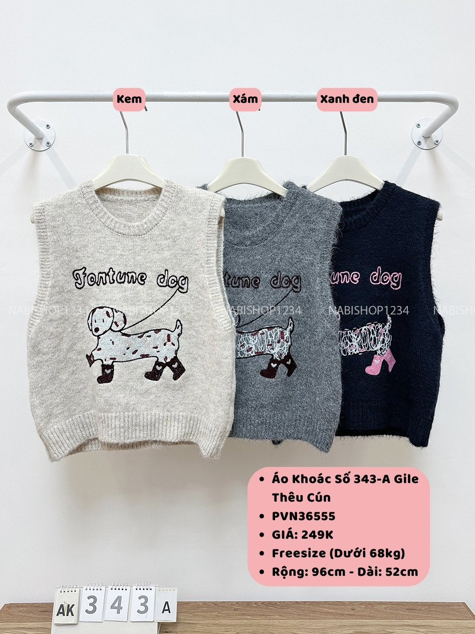Áo Khoác Số 343-A Gile Thêu Cún