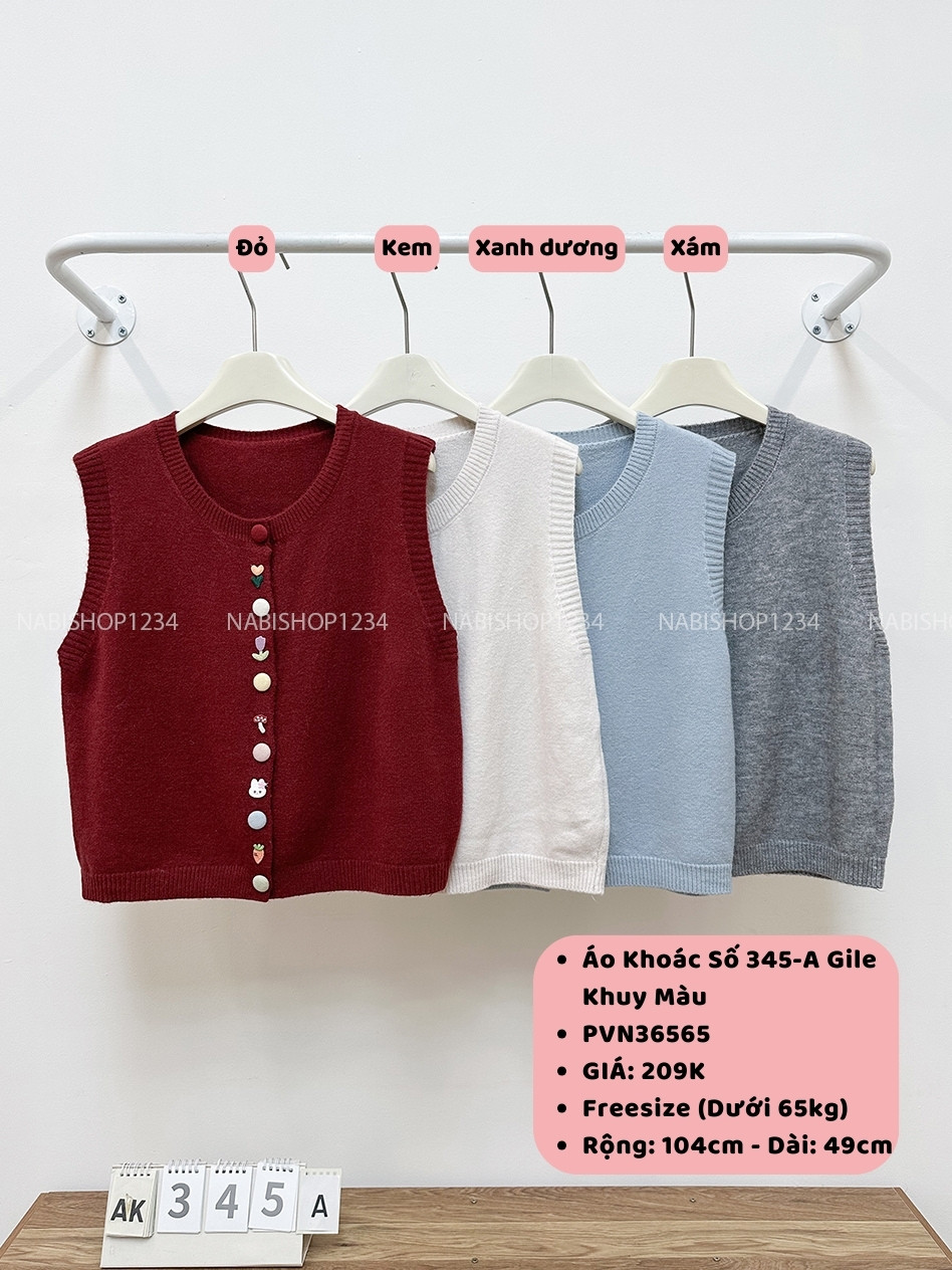 Áo Khoác Số 345-A Gile Khuy Màu