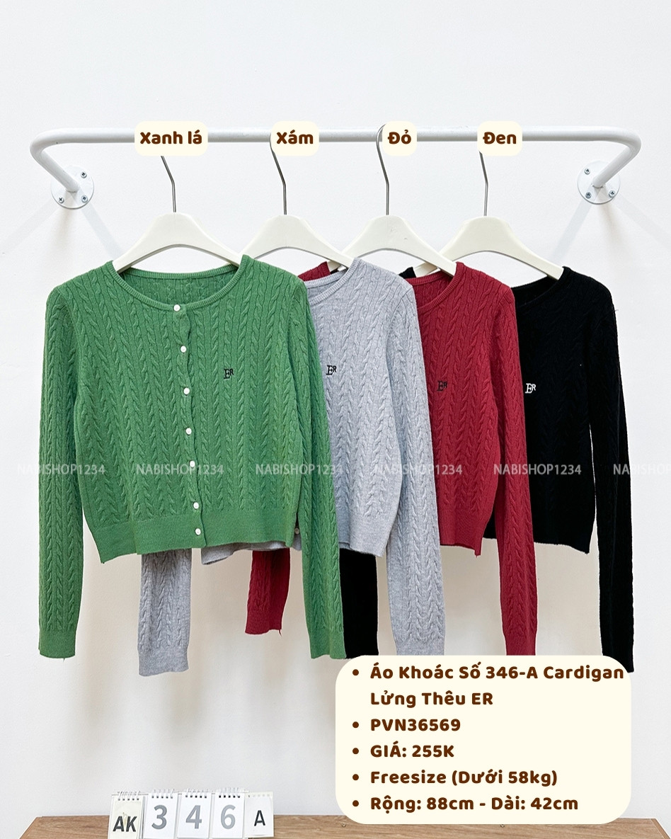 Áo Khoác Số 346-A Cardigan Lửng Thêu ER