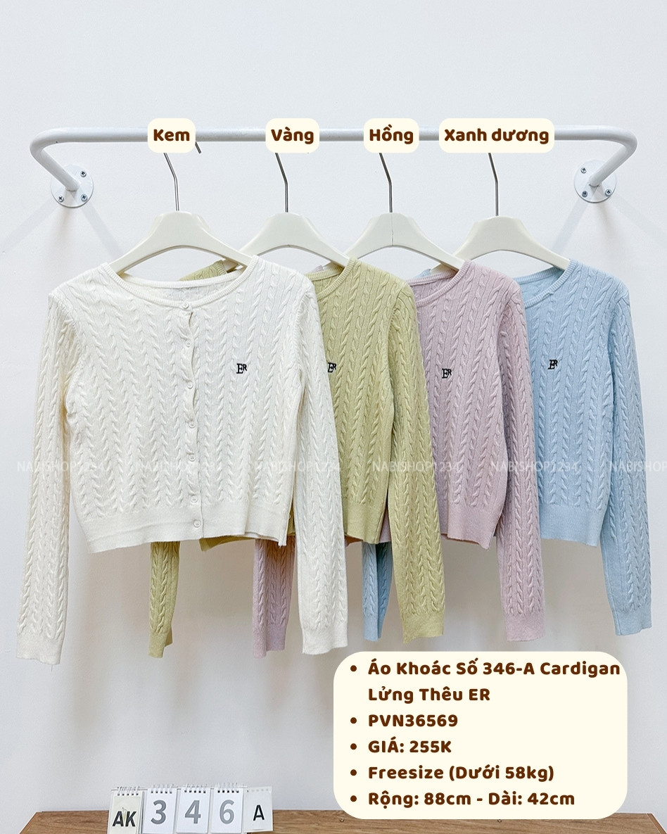 Áo Khoác Số 346-A Cardigan Lửng Thêu ER