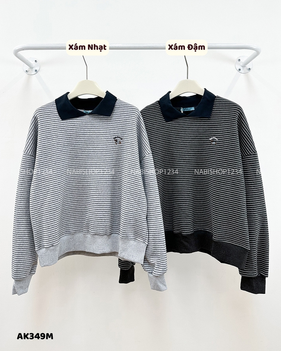 Áo Khoác Số 349-M 3676 Sweater Polo Kẻ Cún