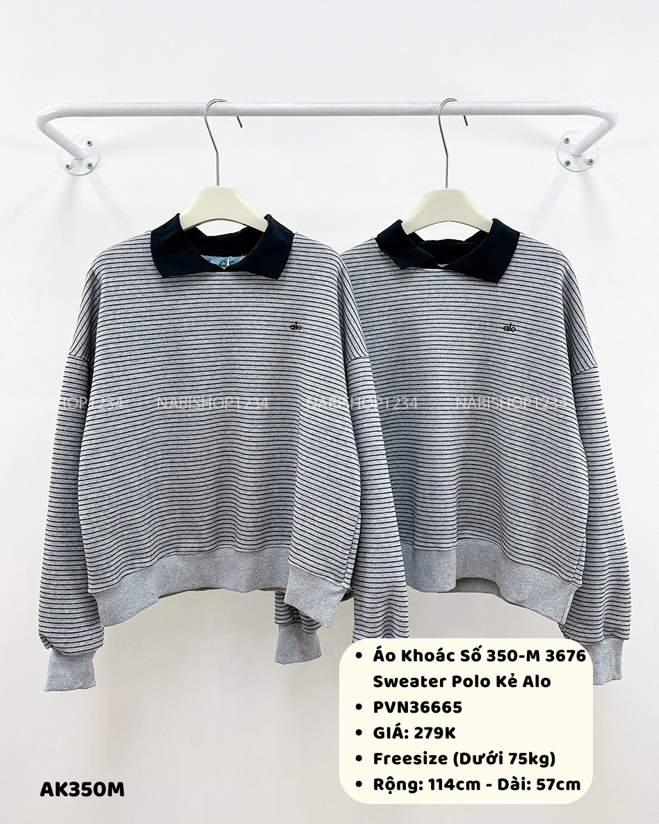 Áo Khoác Số 350-M 3676 Sweater Polo Kẻ Alo