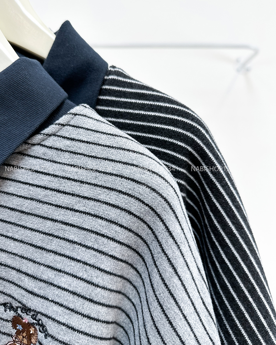 Áo Khoác Số 351-M 6765 Sweater Polo Kẻ Gấu