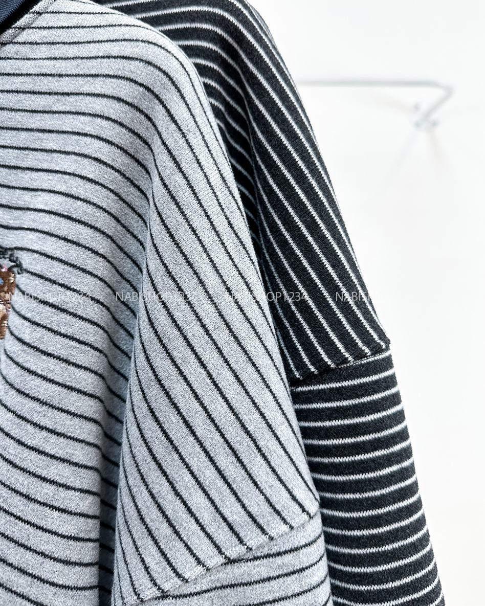 Áo Khoác Số 351-M 6765 Sweater Polo Kẻ Gấu