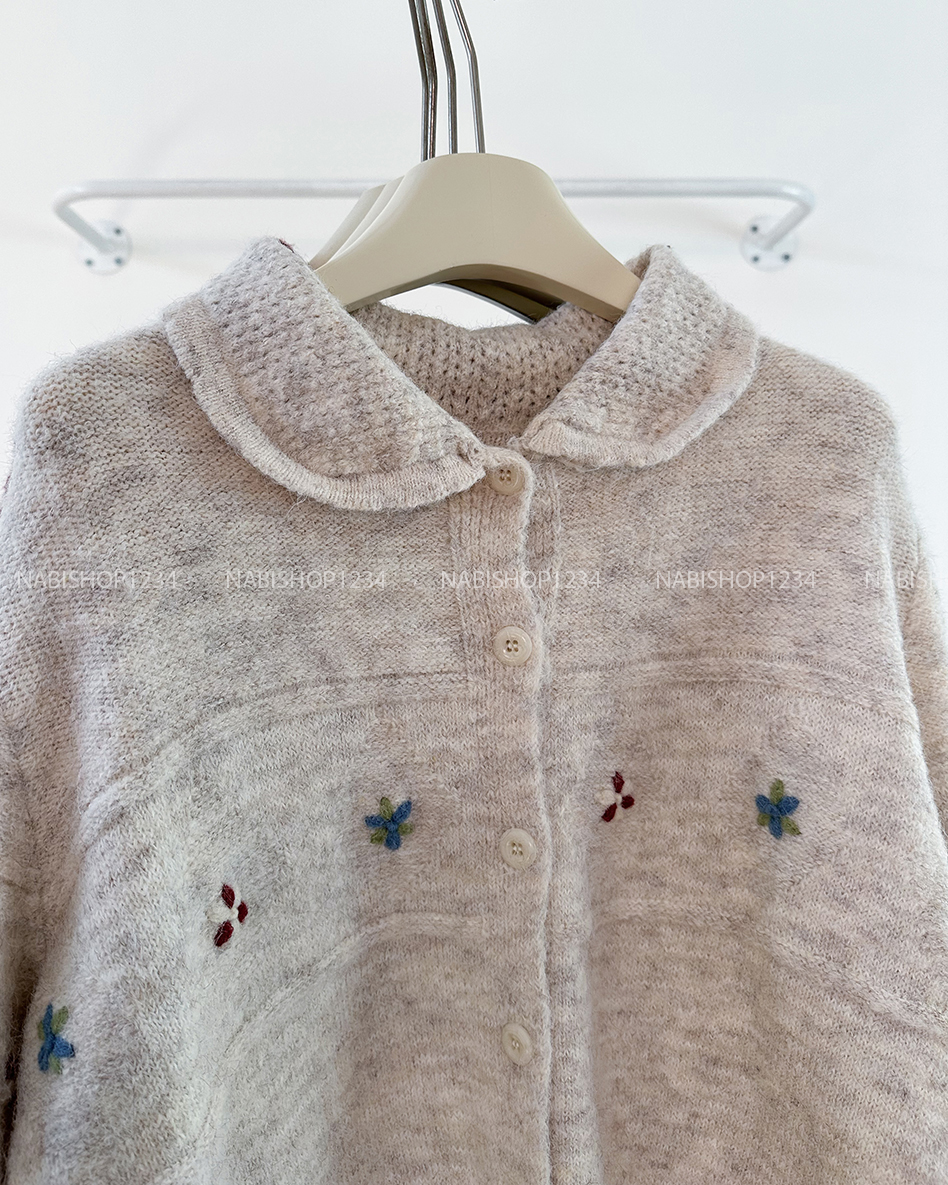Áo Khoác Số 354-D Cardigan Cổ Bẻ Thêu Hoa