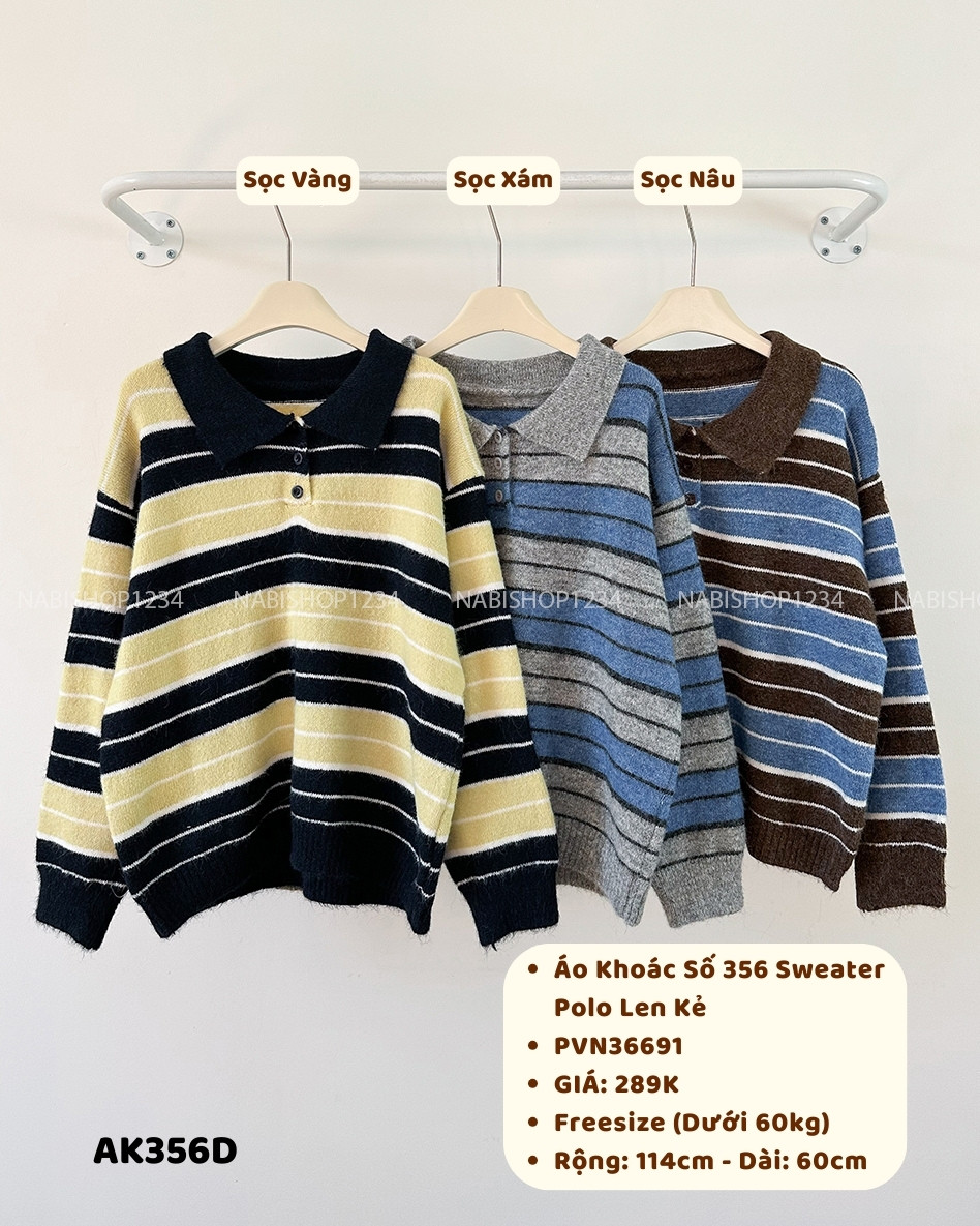 (G30K) Áo Khoác Số 356-D Sweater Polo Len Kẻ