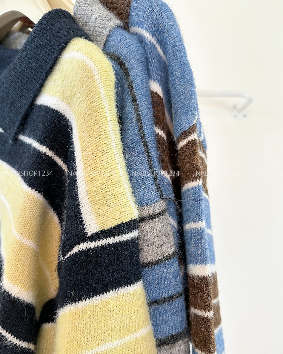 (G30K) Áo Khoác Số 356-D Sweater Polo Len Kẻ