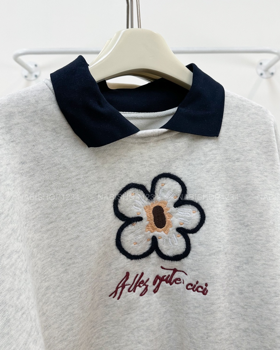 (G30K) Áo Khoác Số 363-D 1808 Sweater Polo Thêu Hoa