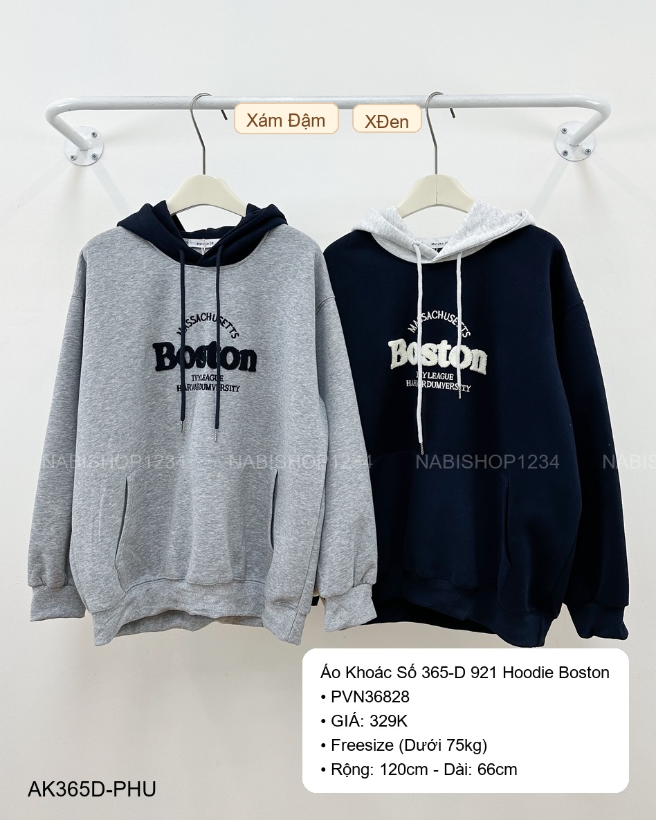 (G30K) Áo Khoác Số 365-D 921 Hoodie Boston