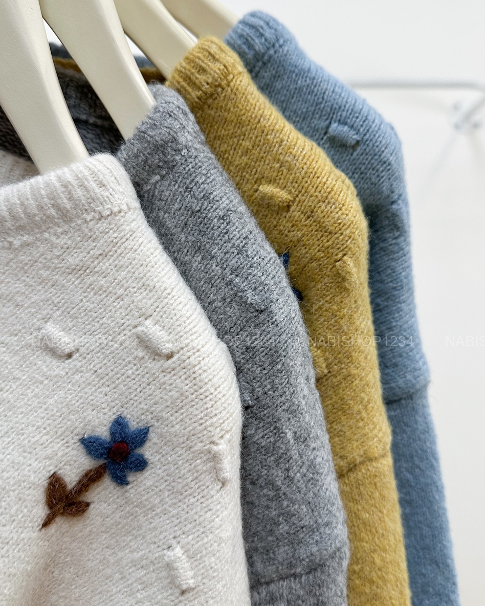 (G30K) Áo Khoác Số 366-D Cardigan Thêu Hoa Cổ Nơ