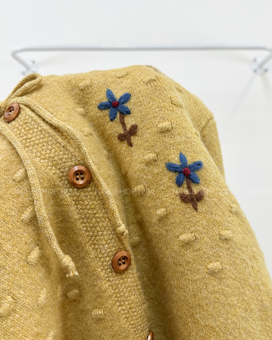 (G30K) Áo Khoác Số 366-D Cardigan Thêu Hoa Cổ Nơ