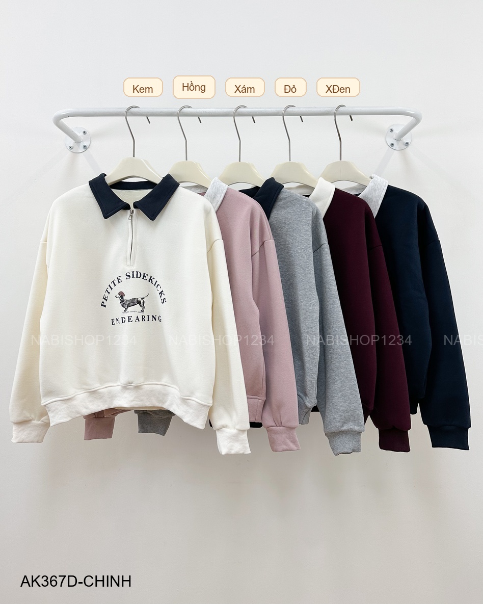 Áo Khoác Số 367-D Sweater Polo Dây Kéo Cún