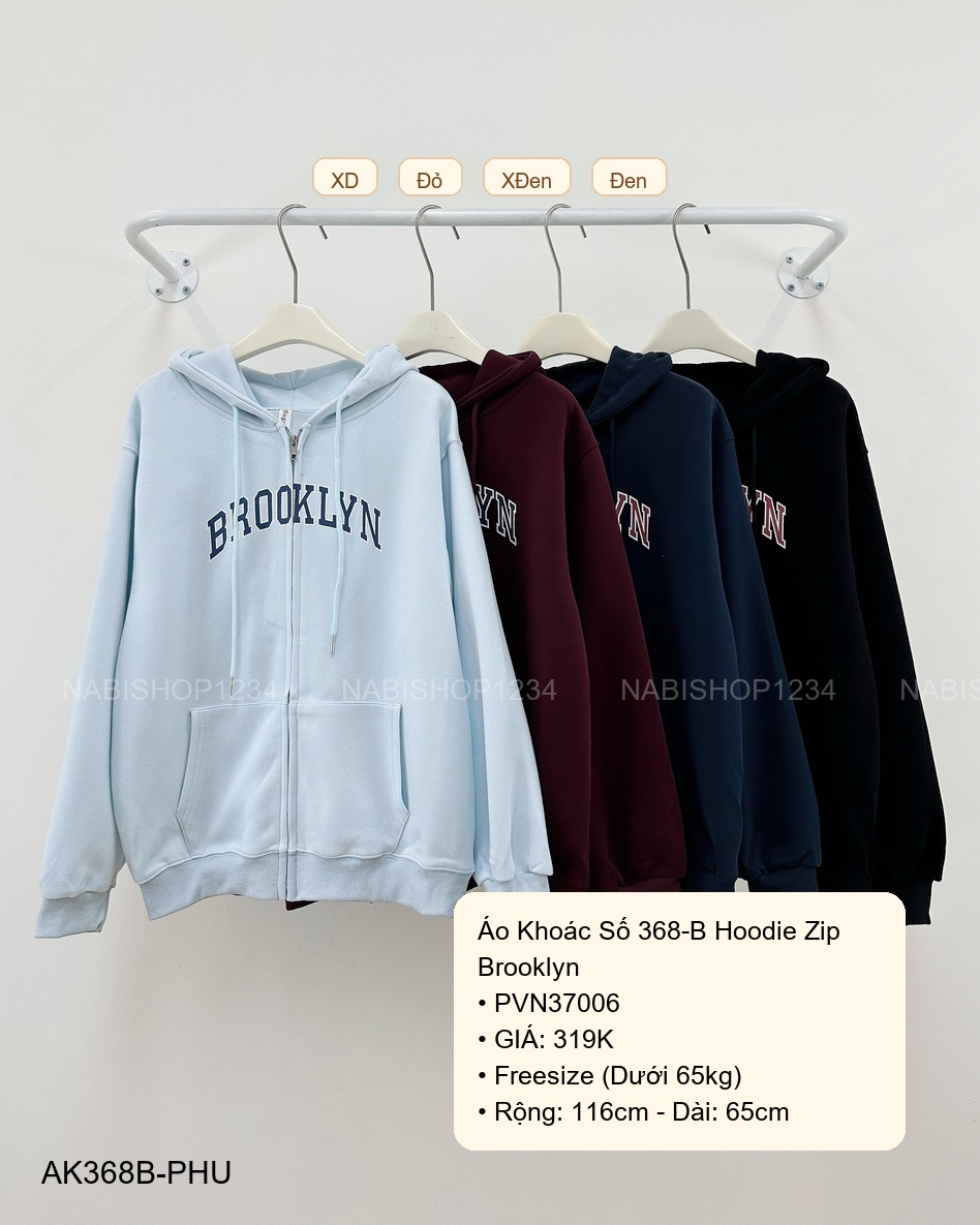 Áo Khoác Số 368-B Hoodie Zip Brooklyn