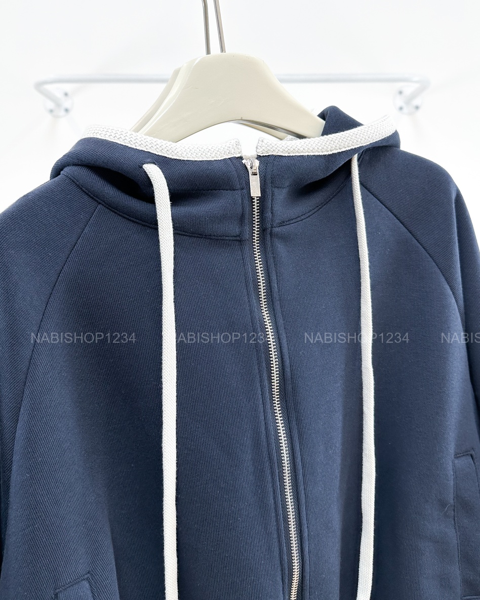 Áo Khoác Số 369-D Zip Lửng Mũ Viền