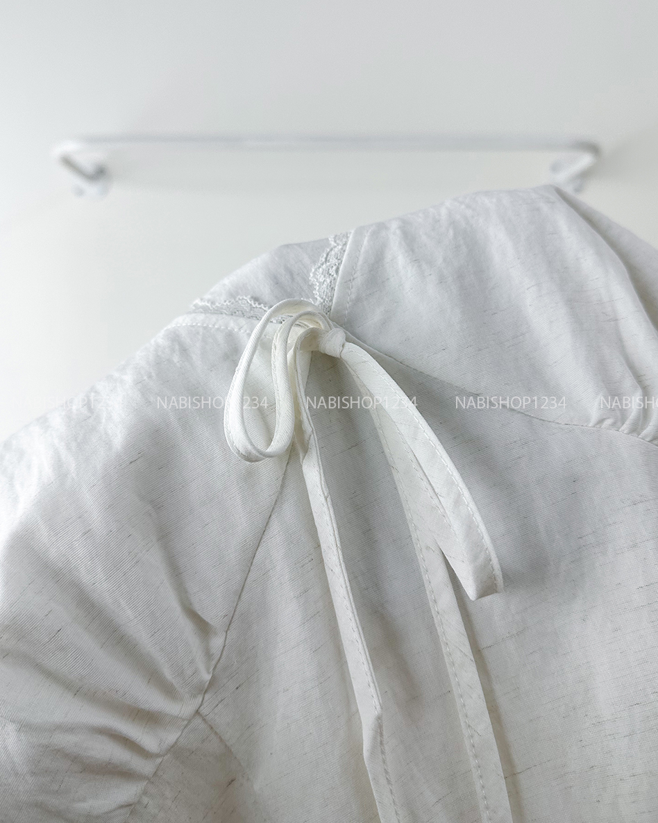 Áo Kiểu Số 310-B 5827 Tay Hến Cổ V Ren