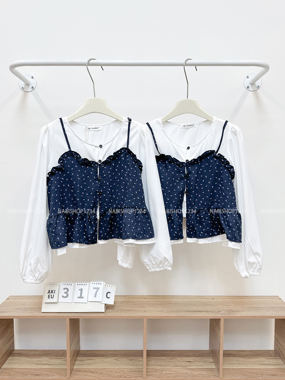 (DEAL) Áo Kiểu Số 317-C BBD Phối 2S Hoa