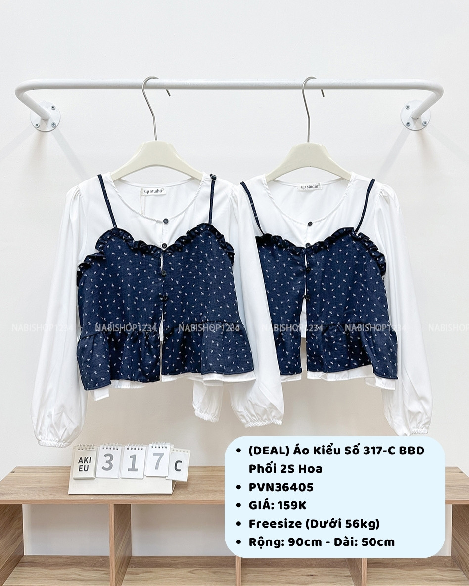 (DEAL) Áo Kiểu Số 317-C BBD Phối 2S Hoa