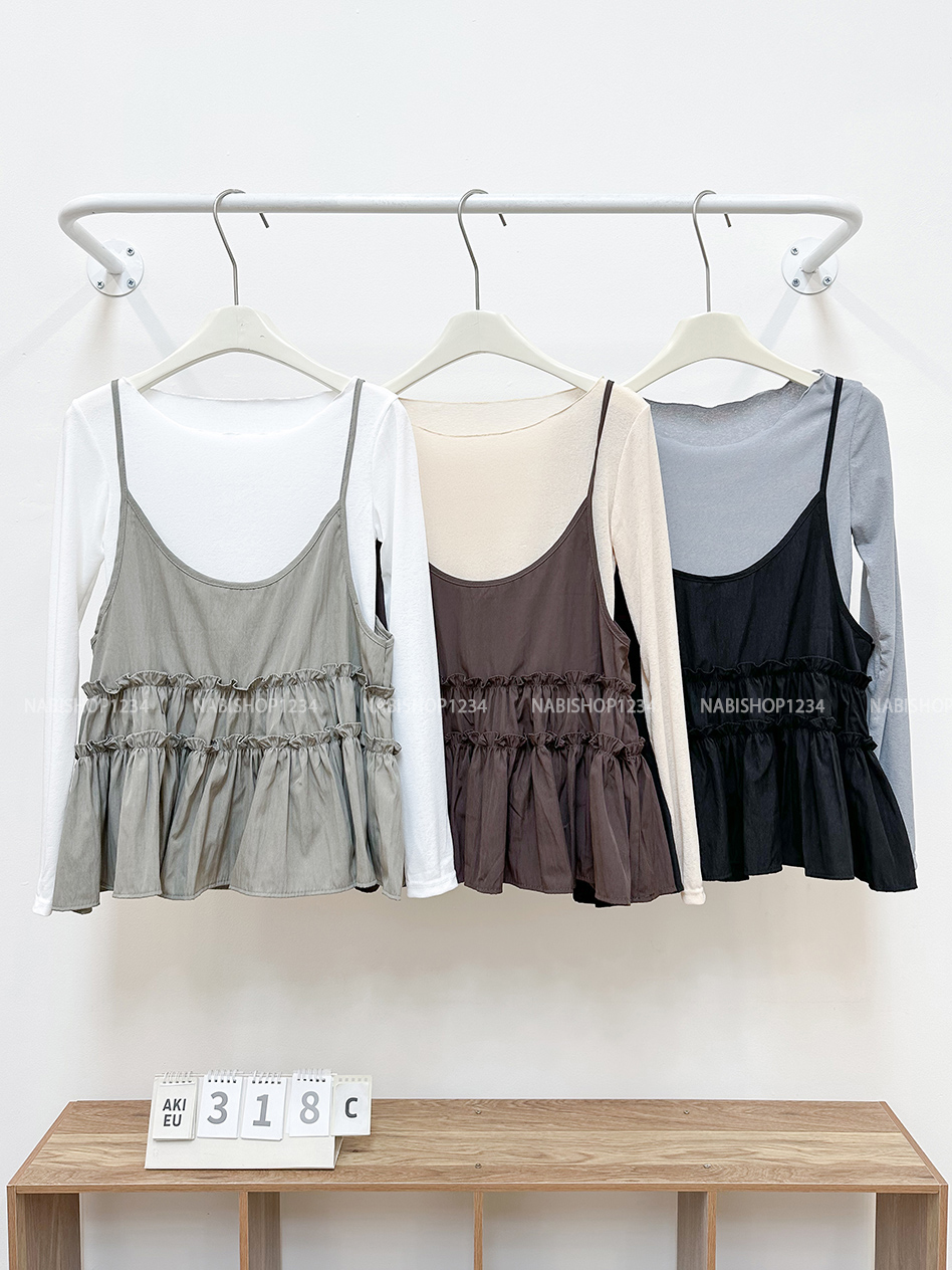 (DEAL) Áo Kiểu Số 318-C Set TD + 2S Bèo Tầng