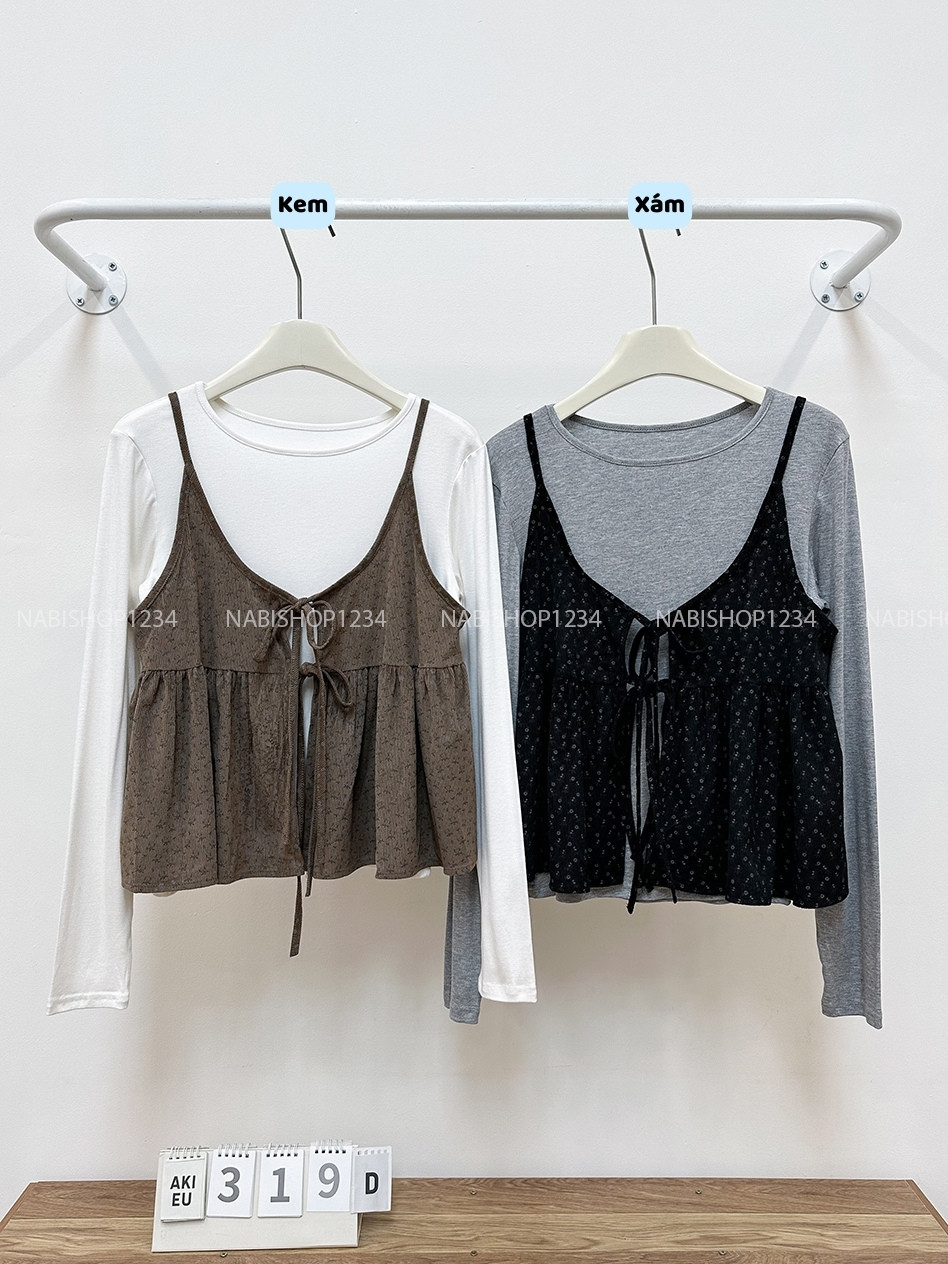 Áo Kiểu Số 319-D Set TD + 2s Hoa Nhí