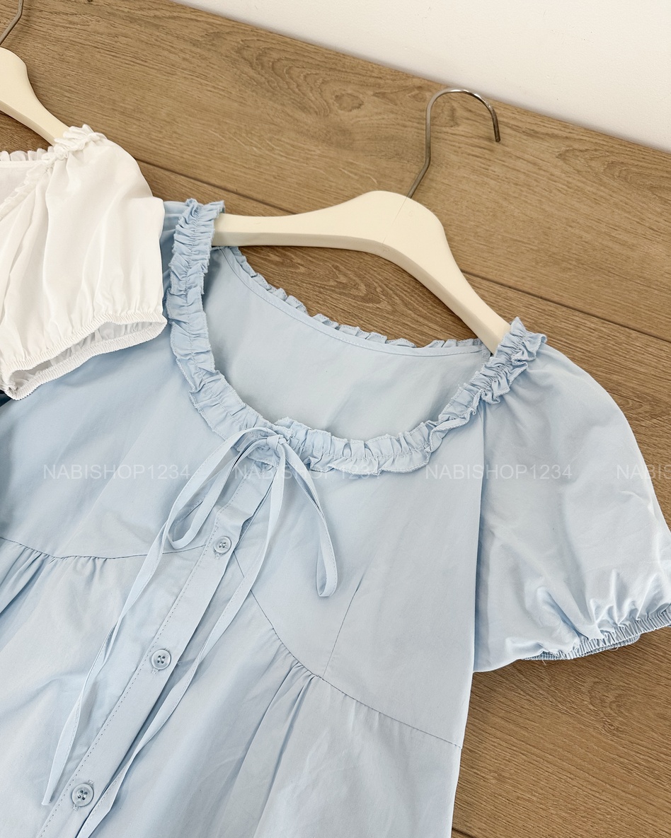 Áo Kiểu Số 329-B 6259 TN Cổ Bèo Dây