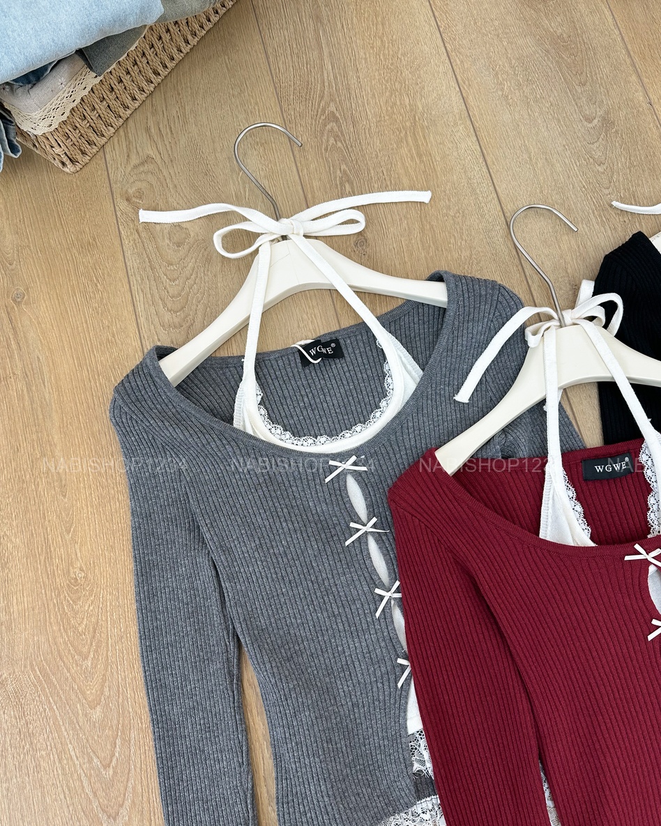 Áo Kiểu Số 338-D 8577 TD Set Liền Nơ