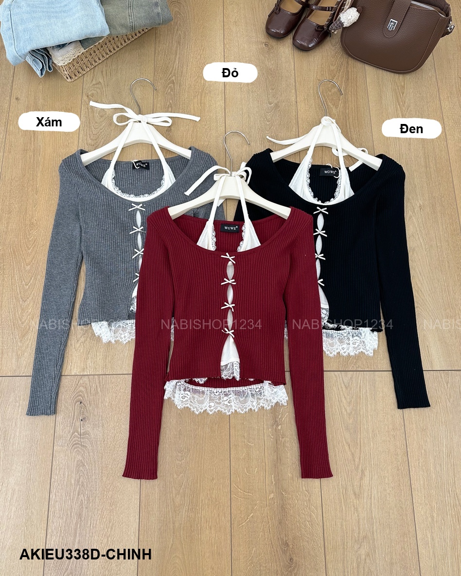 Áo Kiểu Số 338-D 8577 TD Set Liền Nơ