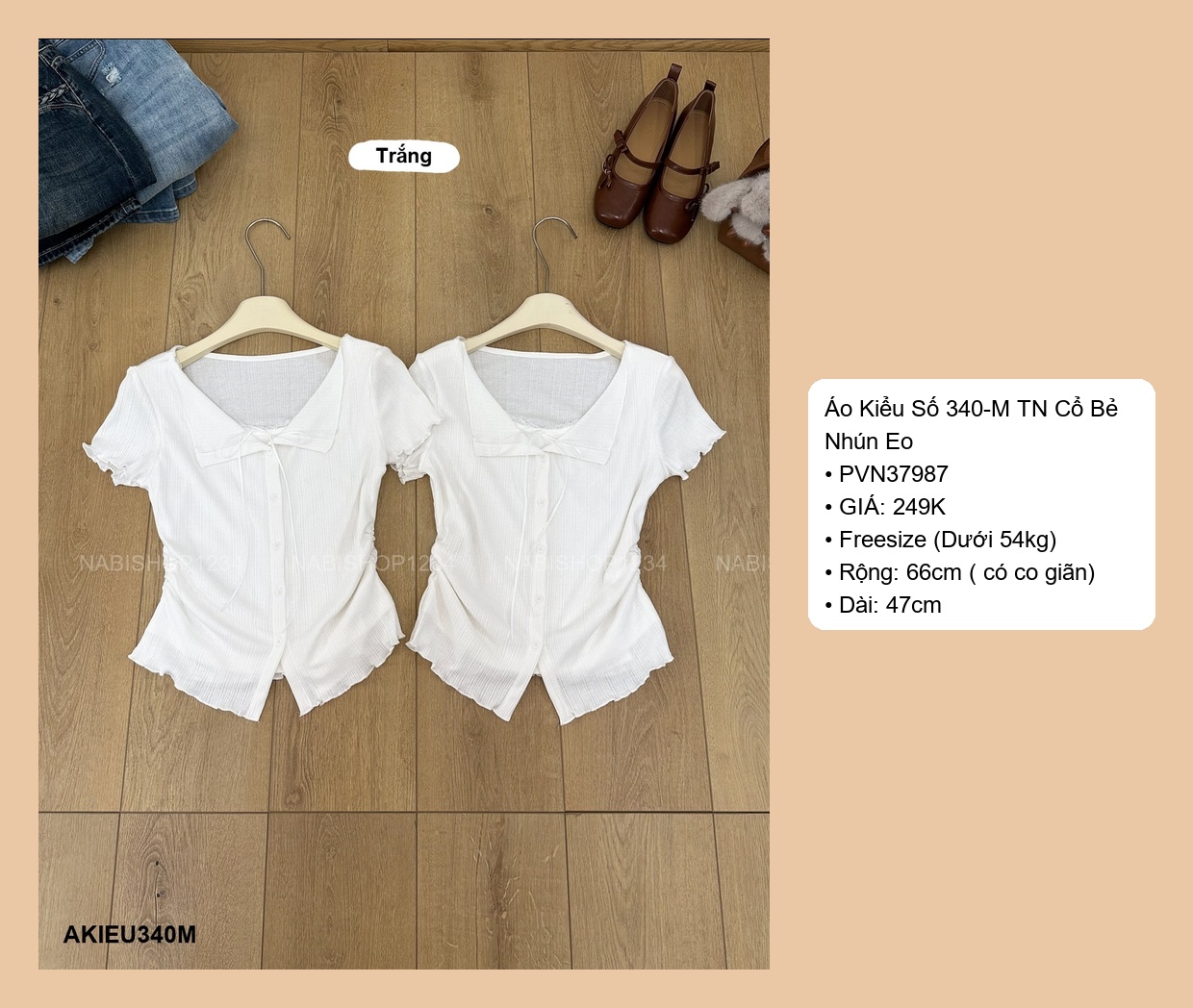 Áo Kiểu Số 340-M TN Cổ Bẻ Nhún Eo